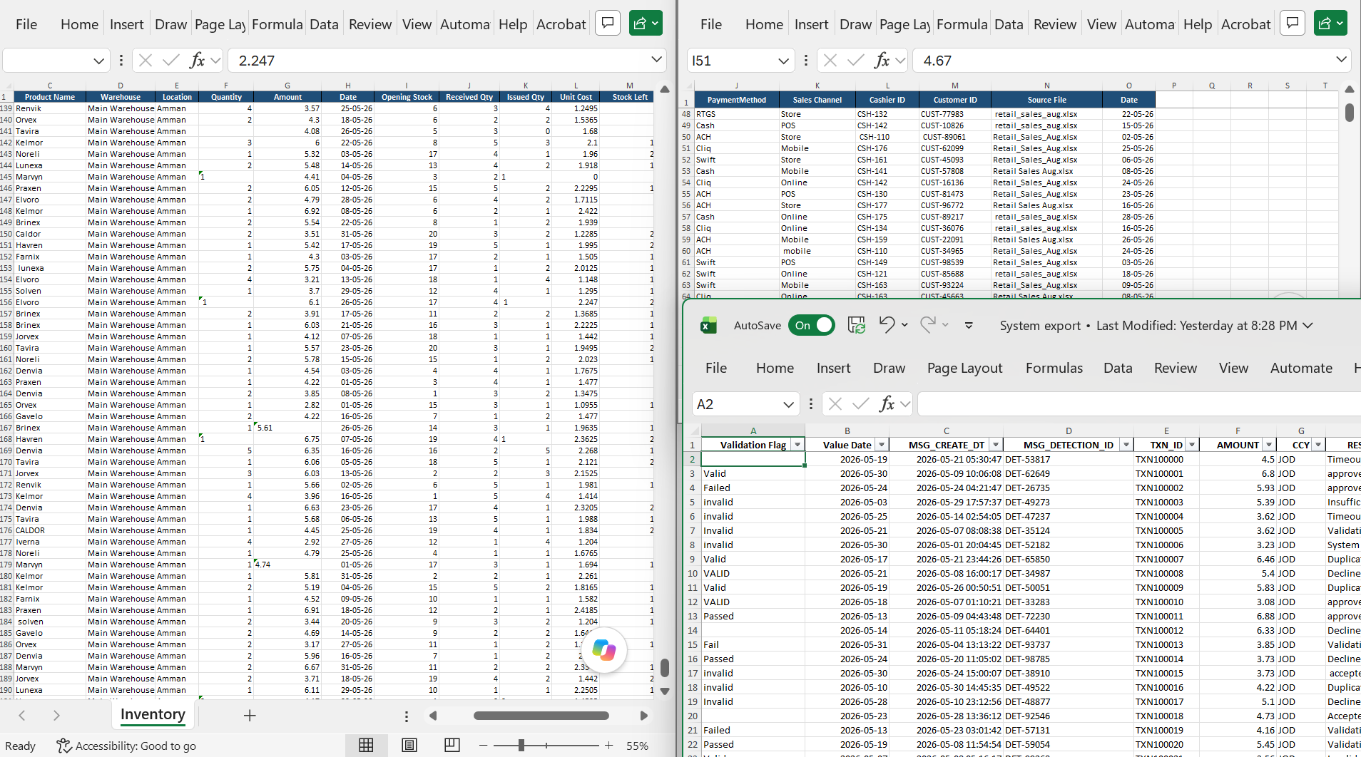 Project 02 before — repetitive Excel work